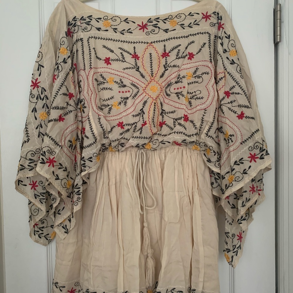 Embroidered Beige Bohemian Top